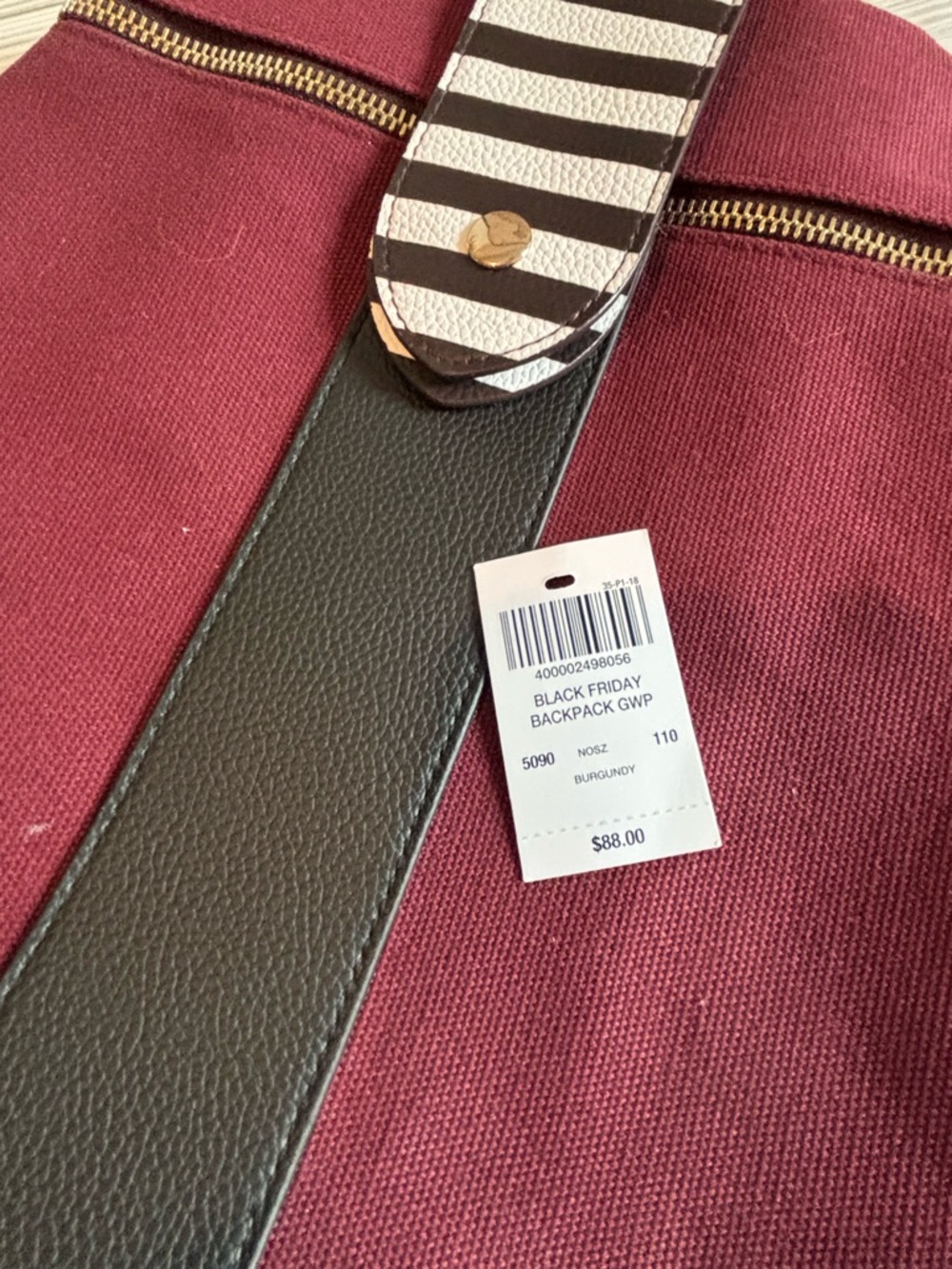 Henri Bendel Maroon Canvas Backpack with Black Accent - Women Bags - Picture 7 of 7